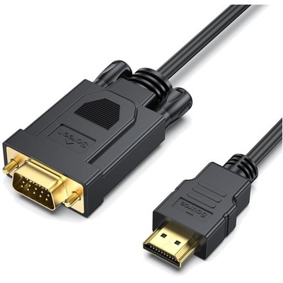 HDMI to VGA Cable 1.8M Support 1080P, Compatible with PC, Monitor, Projector