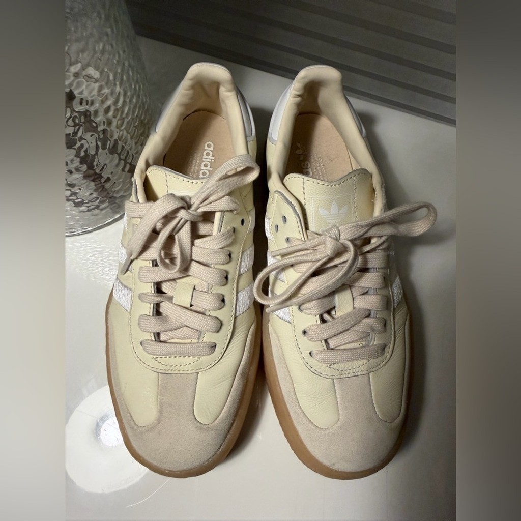 Adidas Sambas platform Beige and White Casual Sneakers thumbnail 2