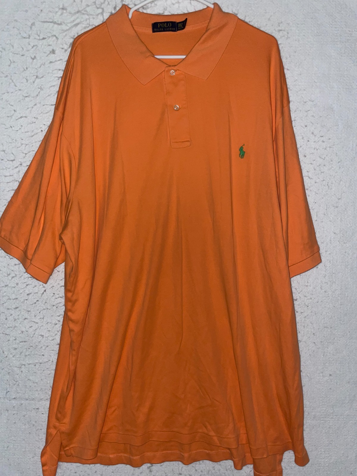 Polo Ralph Lauren camicia uomo 3XLT alta arancione verde pony classica manica corta
