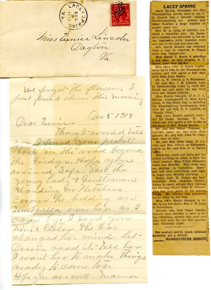 Lincoln Family Letters 1906–1915 + 1925 Obit | Virginia Postal History Archive - Image 4 of 4
