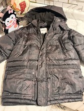 DKNY Youth Boys Full Zip Fleece Lined Hooded Puffy Jacket, Black Camo, L 14/16