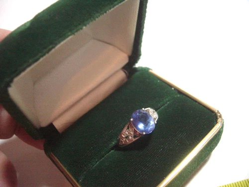 vintage Solid Silver Ring-superb genuine natural blue kyanite-Size j investment