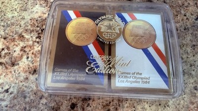 Vintage 1984 Los Angeles Playing Cards Are (2 Decks) Congress Mine Case USA Olym