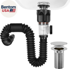 Bathroom Sink Drain Kit, with Flexible Expandable P-Trap Sink Drain Pipe, Fits 1