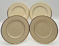 VTG Set of 4 Lenox Mansfield 6 ¼" Bread & Butter Plates Ivory Gold Trim USA