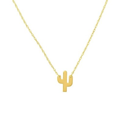 Mini Kaktus verstellbare Kette Halskette echtes 14K Gelbgold bis 18''