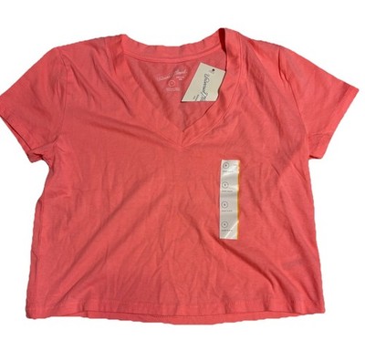 Universal Threads Lightweight V-Neck T-Shirt Set of 2 Turquoise and Coral Size S