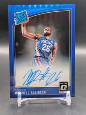 2018 Panini Optic Rated Rookie Blue Prizm Mitchell Robinson Rookie Auto #07/49