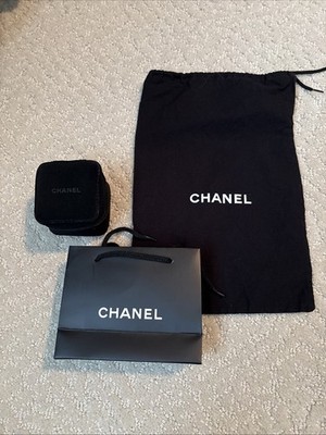 Chanel Bundle - Dust Bag, Paper Shopping Bag, And Black Velvet Zip Jewelry Cube
