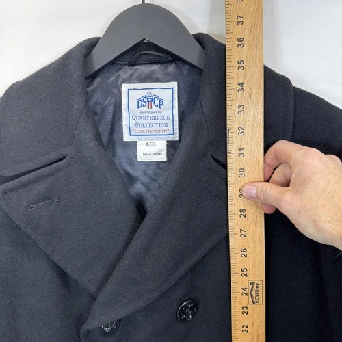 US Navy Issued Peacoat Military Authentic DSCP Thick Wool Men 46 L Black USN image 13
