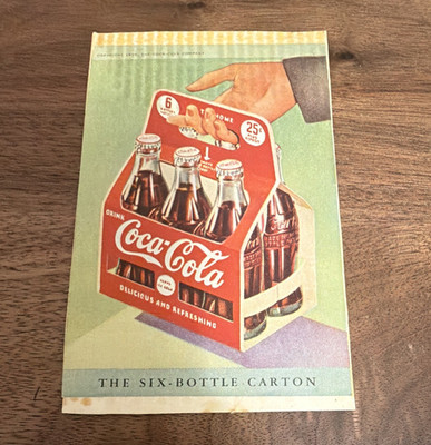 Coca-Cola Print Ad Card ''The Six-Bottle Carton'' Soda Theme  (1939)