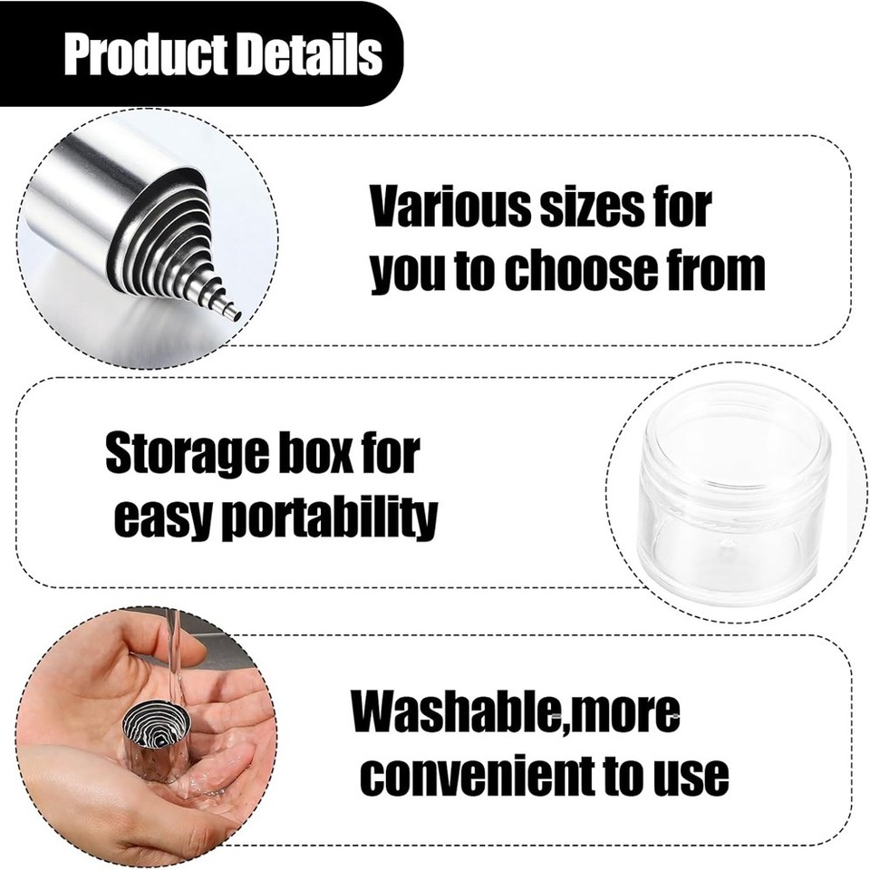 3X(12 Pieces Circle Hole Hollow Punch Set Ceramic Dot Baking Stamps ...