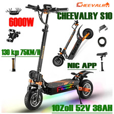 Cheevalry S10 Dual Motor 6000W 10"E-Scooter 52V 33Ah Foldable E-Scooter 70KM/H