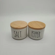 Heartland Home Ceramic and Wood Salt and Pepper Canisters
