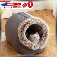 Plush Cat Bed set - Winter Warm Cave for Cats  Small Dogs Mat , washable cover