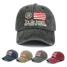 America 250th Anniversary Embroidered Washed Cotton USA Baseball Cap 1776-2026
