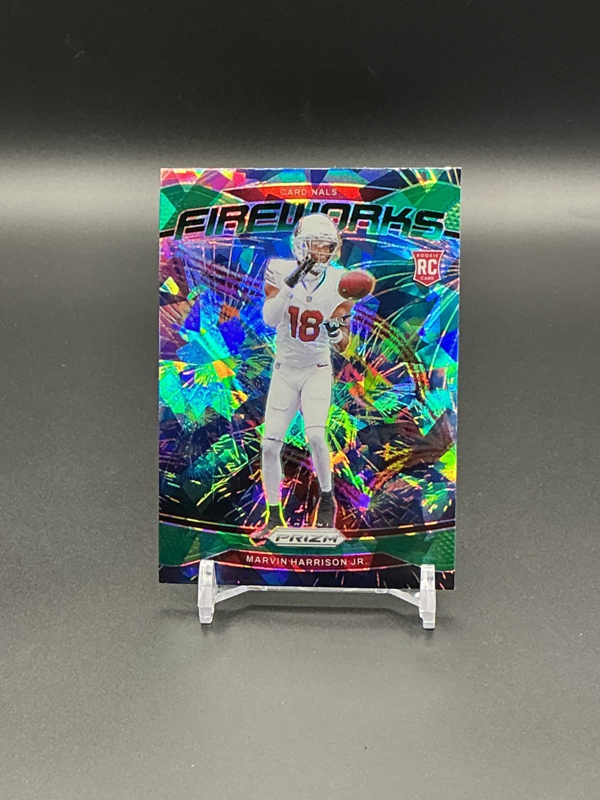 2024 Panini Prizm Fireworks #20 Marvin Harrison Jr. - Green Ice Prizm RC