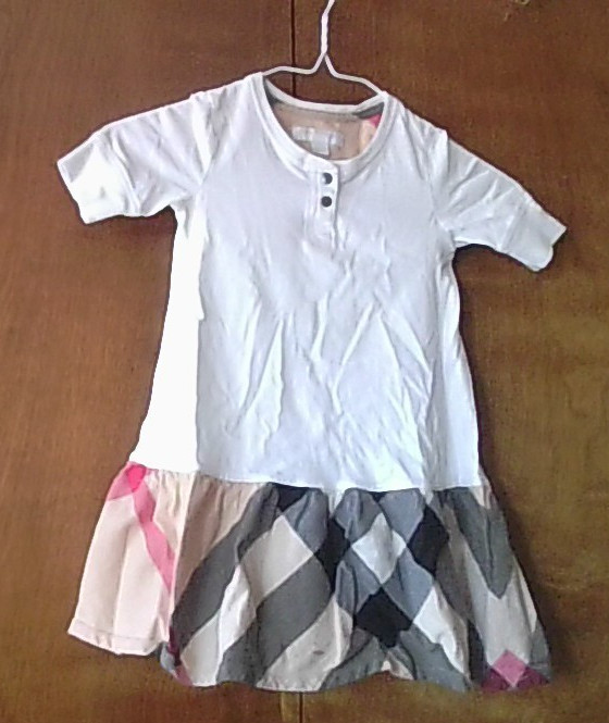 Burberry Girls 4/5T Dress Cotton Henley Top Ruffle Sig Plaid Check Skirt *FLAWS