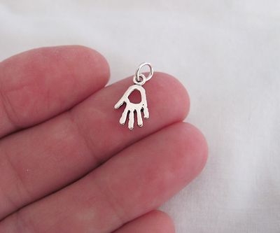 Very small Sterling Silver Hand mini tiny charm.