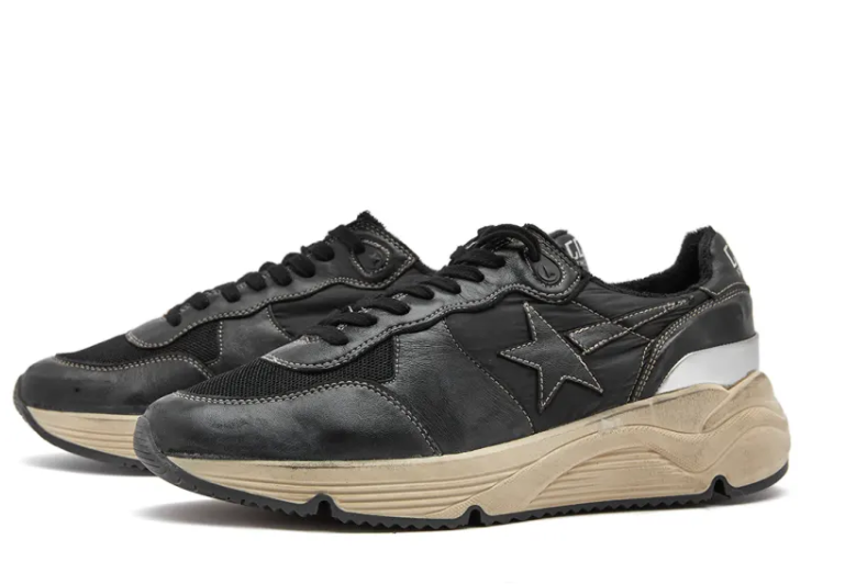Golden Goose Running Sole in black nylon with nappa star and