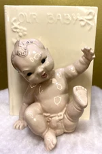 Vintage Kay Finch Baby Book Planter Figurine Nursery MCM Ceramic Creepy Doll