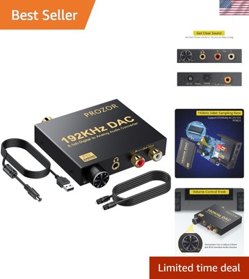 High-Quality Optical to RCA DAC Converter with Adjustable Volume & 3.5mm Output