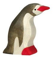 Holztiger 80213 Pinguin, Klein, Kopf Nach Vorn Holzfigur Bemalt