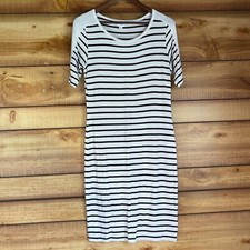LuLaRoe Julia Dress Womens Medium Striped T-Shirt Short Sleeve Bodycon Stretch