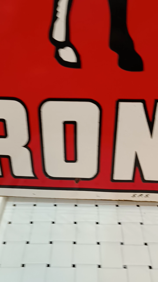 NOT PORCELAIN Vintage Advertising 1950s Frontier Gas Pump SIGN 50