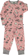 SMAFOLK Schlafanzug Pyjama rosa grau Nachtmotive 92 98 104 110 116 122 128 NEU
