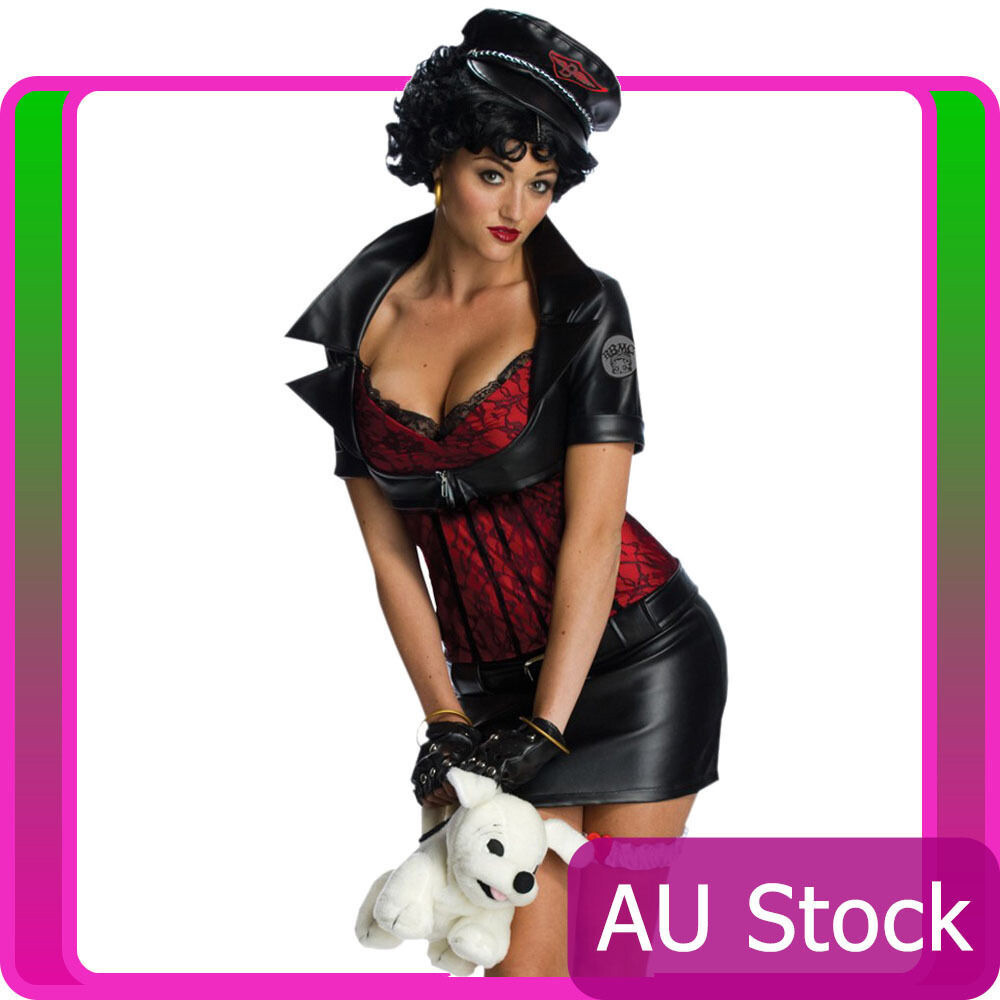 Betty Boop Biker 50s Pin Up Costume 50's Secret Wishes Fancy Dress Ladies  Womens | eBay