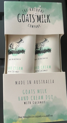 THE NATURAL GOATS MILK COMPANY HAND CREAM DUO WITHCOCONUT 4.22 FLOZ NIB