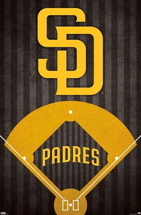 SAN DIEGO PADRES Gold-and-Brown Official MLB Baseball Team Logo 22x34  POSTER