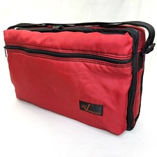 VTG Lebo Voyager Nylon RED Soft Side Cassette Tape Carry Case Strap Holds 30/48