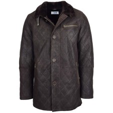 Men's Classic Sheepskin Soft Lamb Grade Shearling Jacket Fur Brown Dr148