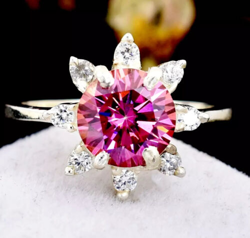 3.80 Ct Certified Round Shape Pink Natural Diamond Ring VVS1 White Gold Finish