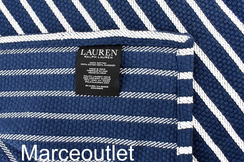 Ralph Lauren Tessa Classic Weave Stripe Cotton KING Bed Blanket Navy Blue eBay