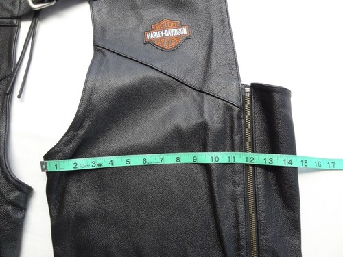 NWT Harley Davidson 3XL 30" Bar & Shield Stock Leather Chaps Riding Gear HD Zip - Foto 13 di 20
