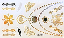 Tattoo Gold Silver Black Temporary Glue Flash 14teile Armlet Bracelet Wow 3033