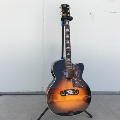 Vintage Sunburst Cutaway Jumbo Acoustic-Electric Guitar Rosewood Fingerboard