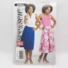 Butterick 4961 Misses Long Flare Or Pleated Skirt Sewing Pattern Size 6-12 Uncut