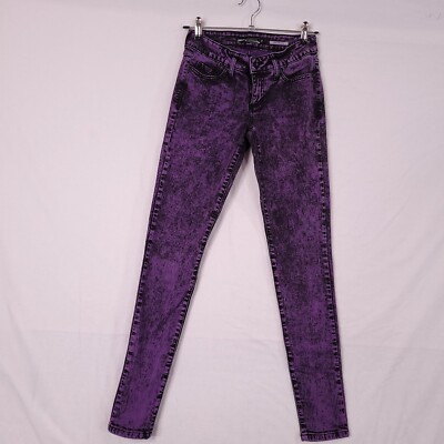 Lovesick Junior Girls Purple Acid Wash Skinny Jeans Denim Pants