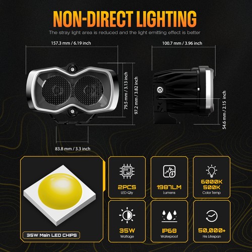 NOVSIGHT HALO Series LED Work Light Pods Off Road Spot Beam Reversing Lamp 4.5" - Picture 5 of 12