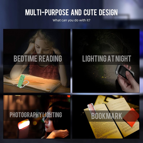 Portable USB Rechargeable LED Clip-On Book Light for Eye-Protection, 3 Brightnes - 第 5/10 張圖片