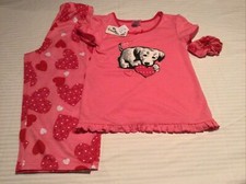 NEW Children's Place Girls Pink Short Sleeve Heart Valentine Pajama Set XXS 2/3