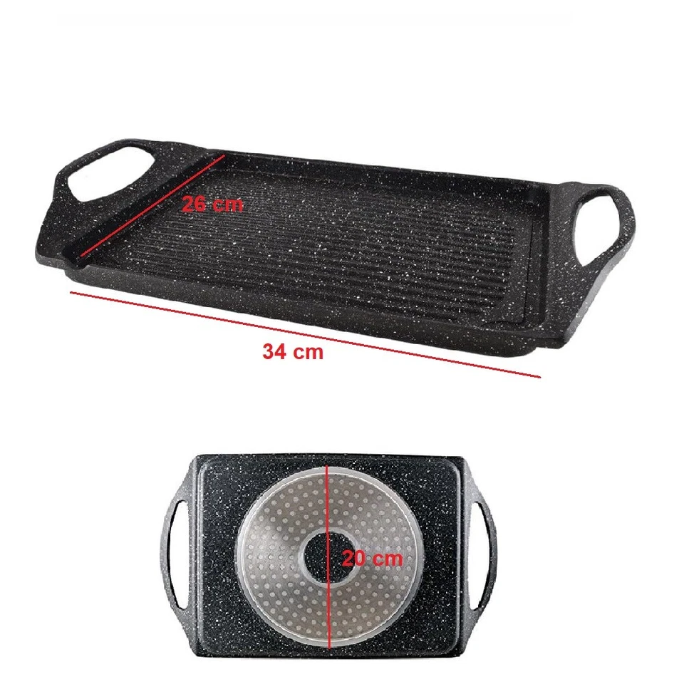 Bistecchiera in Alluminio Pressofuso 45x27cm Antiaderente Induzione Griglia Barb - Immagine 2 di 4