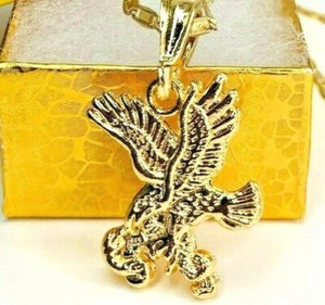 Authentic 14K Gold Plated Eagle Necklace Eagle Pendant Chain Collar Aguila #153