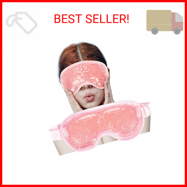 Cooling Eye Mask with Gel Bead, Reusable Cold Compress Ice Pack Sleeping Eye Coo-image