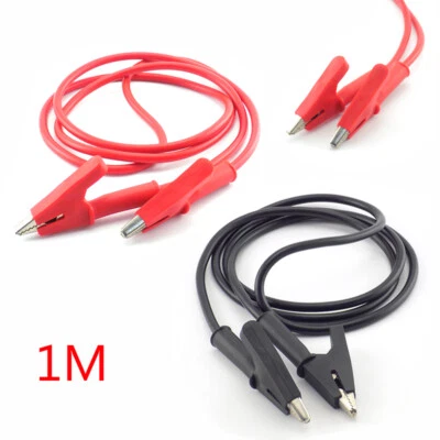 Alligator Clip Electrical Crocodile Clamp Insulated Test Lead Cable Wire 1M