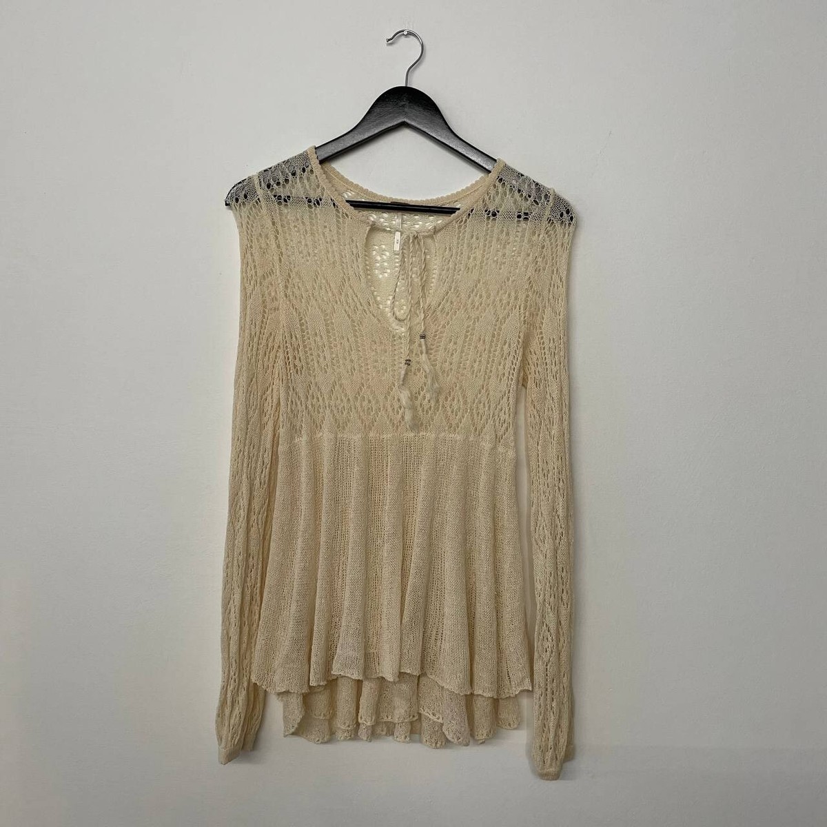 Free People Angel Days Crochet Knit Bohemian Blouse Top Size M